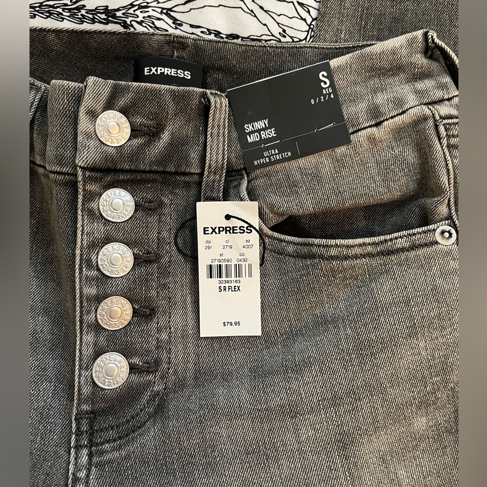 Express Skinny Mid Rise Graywash Flex Jean NWT 0/2/4 S